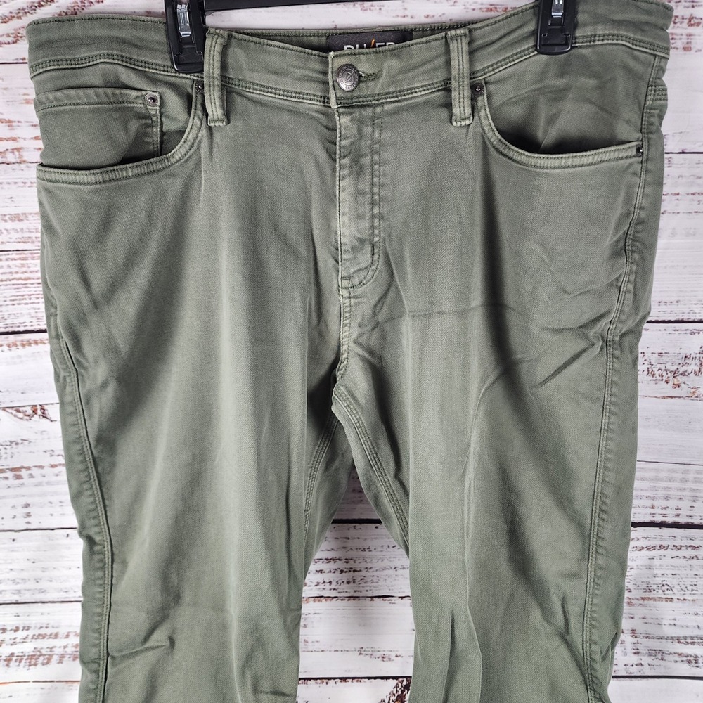 DU/ER No Sweat Relaxed Taper Pants Mens 36x32 Olive Green N2X Performance Chino